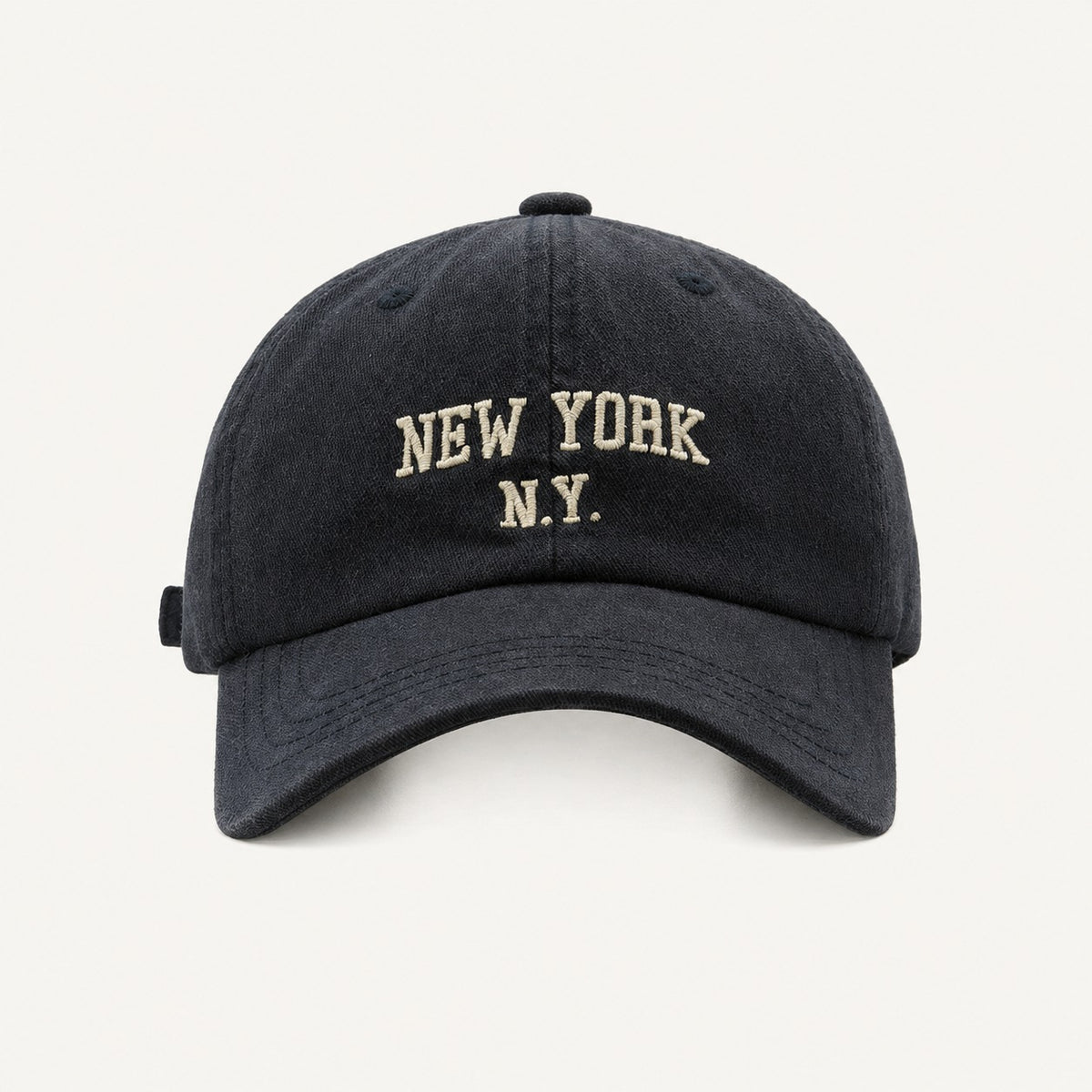 The Rue New York Cap in Charcoal, straight-on front view.