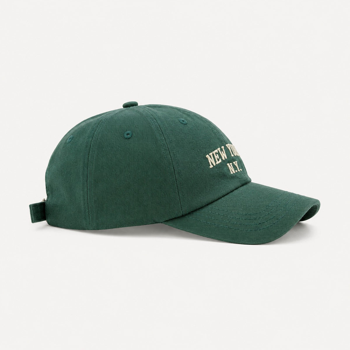 The Rue New York Cap in Forest Green, alternate view.