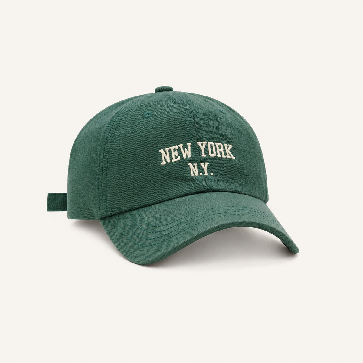The Rue New York Cap in Forest Green, alternate view.