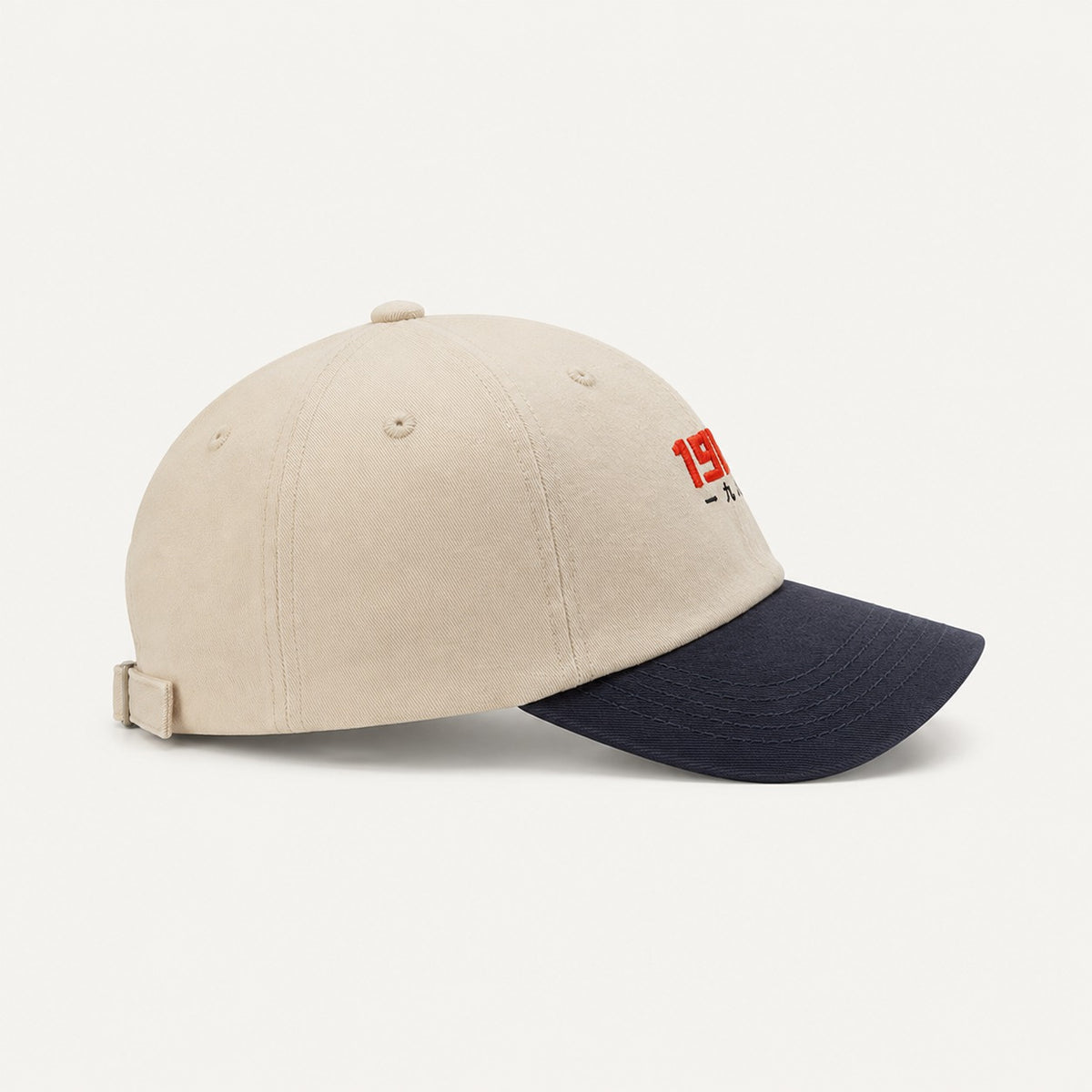 The Rue '89 Contrast Cap in Cream / Navy, alternate view.