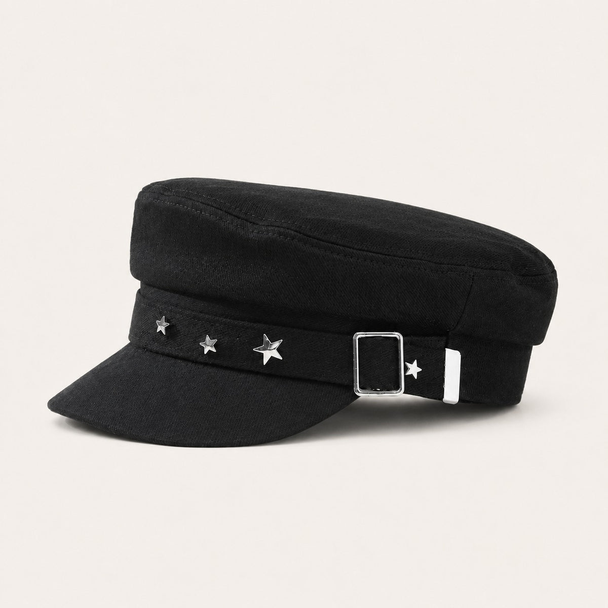 The Rue Starcrossed Rivet Cadet Cap in Black, alternate view.